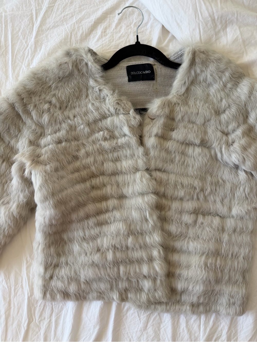 Dolce Cabo Light Gray Faux Fur Teddy Jacket